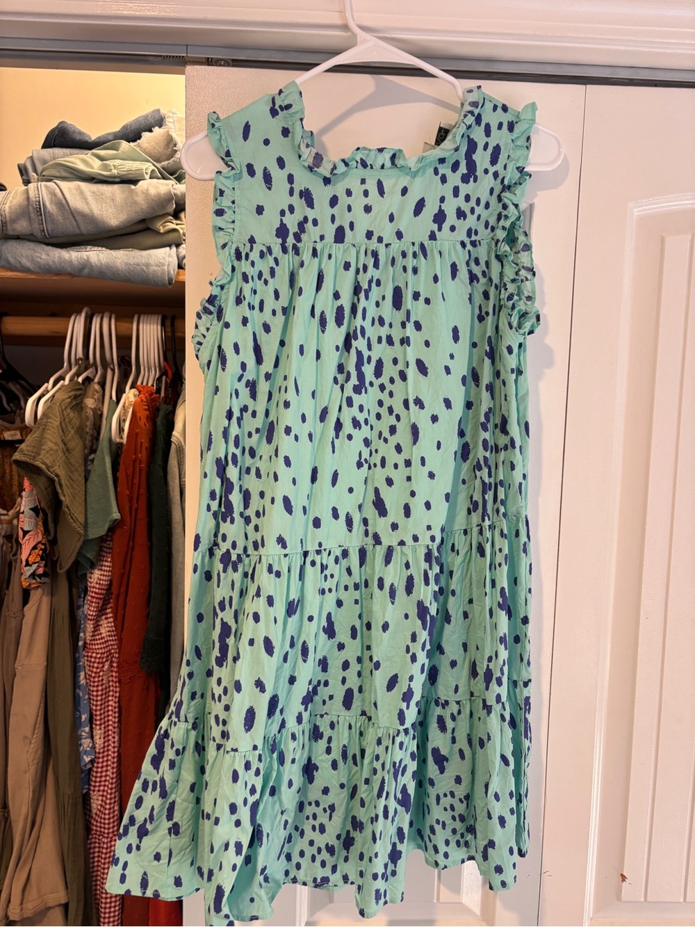 Pinch Mint Green Dress with Navy Spot Print
